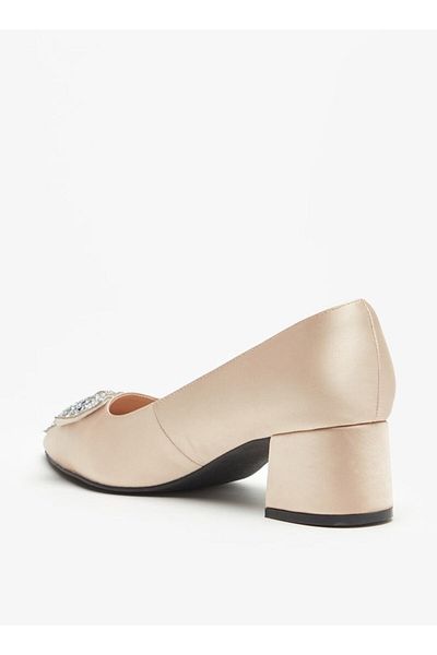 Celeste Women's Bow Embellished Pointed Toe Pumps with Block Heels