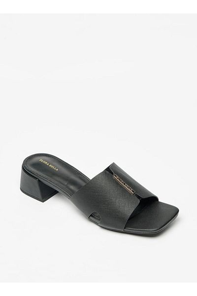 Flora Bella by Shoexpress Logo Accent Slip-On Sandals with Block Heels