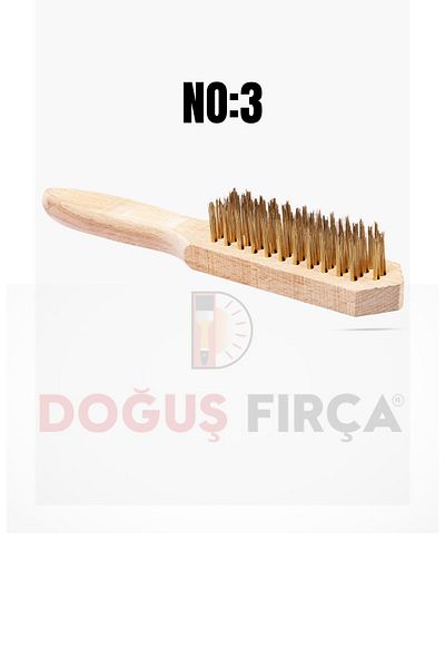 Doğuş Yellow Steel Wire Brush - Wooden Handle, No:3