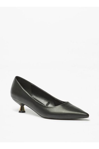 Flora Bella by Shoexpress Solid Slip-On Pointed Toe Pumps with Kitten Heels