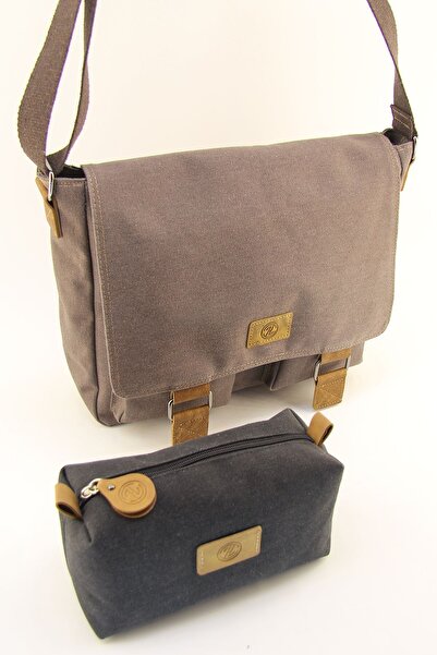 HNB حقيبة مدرسية من القماش البني المقاوم للماء (مع حقيبة يد كهدية)