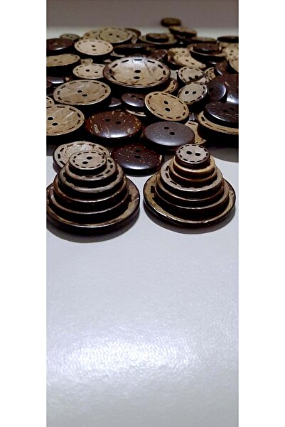 İMREN AKSESUAR Kokanat Ahsap Düğme 40 Boy (2,5 CM)lazer Çizimli 1 Paket 10 Adet