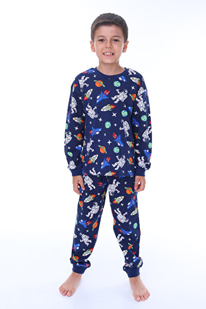 ZUZUNGA Astronot Temalı Pamuk Unisex Çocuk Pijama Takımı