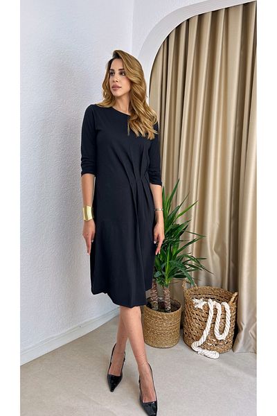 Look Forward Rochie midi neagră cu șnur de damă
