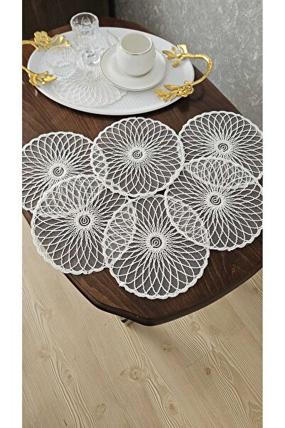 ZESA HOME 6-Piece Coffee Color Stylish Napkins - Guipure Tulle Side Presentation Napkin