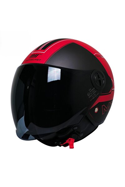 MOTOANL Motosiklet Yarım Kask Siyah Vizör R22.06 Sertifika Fiber Material Des...