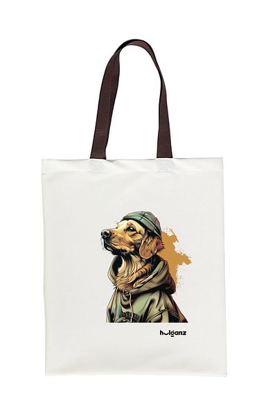 Hulganz Golden Retriever Printed Tote Bag - Brown, with Handle, 33x40cm