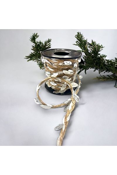 BukiroAtelier Knitted Jute Leaf Ribbon Wicker Leafy Ribbon Leafy Rope Decorative Ribbon Jute Ribbon 2 Meters