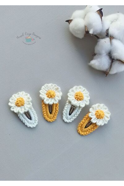 Masal Örgü Dünyası Special Daisy Series Set of 4 Snap Niche Hair Accessories