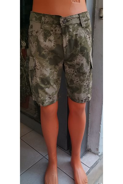 BeyzDenim Ripsstop Thin K.Forces Camouflage Large Size Shorts Capri over the Knee Pants