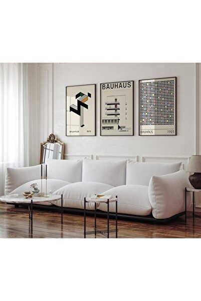 Linacci Комплект от три черни тънки метални рамки с модерни архитектурни плакати от стъкло