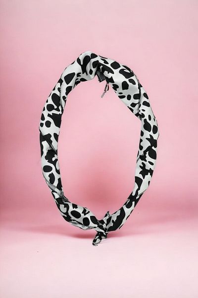 pistore Ασπρόμαυρο Leopard Pattern Satin Bandana Πολύχρωμο Φουλάρι Νέας σεζόν Αξεσουάρ μαλλιών
