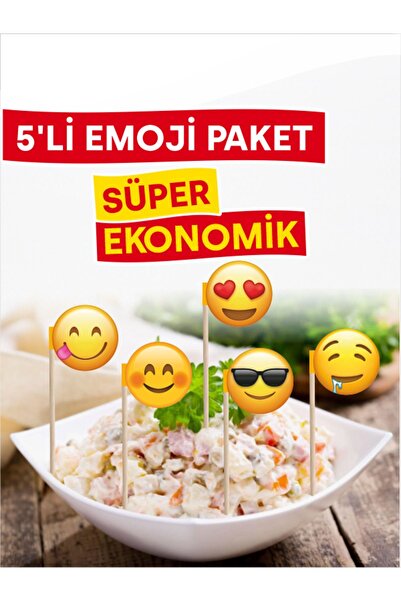Home 10 cm, 50 adet - Süper Ekonomik 5'li Emoji Paket Bayrak Kürdan Ürünleri