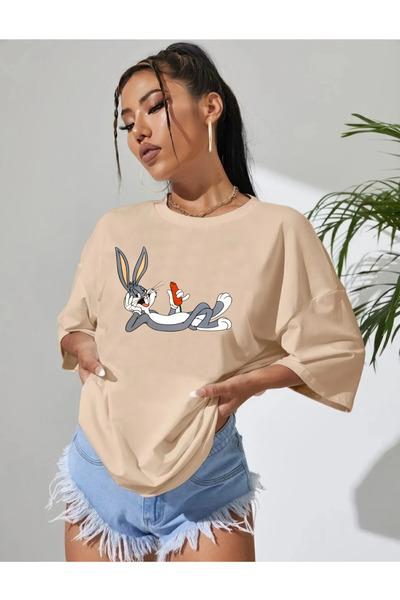 oneagılyazı BUGS BUNNY TASARIM  Baskılı Oversize   T-shirt Tişört 1
