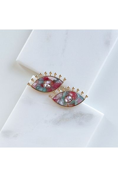 CHARMLUCKY Marble Patterned Eyelash Earring
