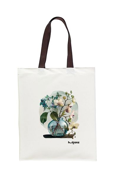 Hulganz Geanta Tote Imprimata cu Maner Broni Orhidee - Geanta Stofa 33x40cm