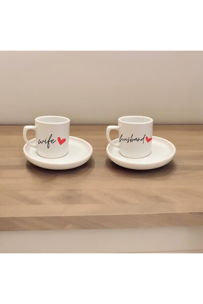 D&Y GAUDERY طقم فناجين قهوة ملون بتصميم مخصص للزوجة والزوجة - 4 قطع