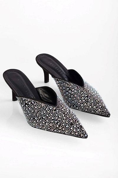 SOLMAZ PAPUCI CORSAGE NEGRU SATINAT PIATRA
