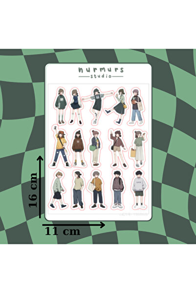 Nurmurs koreli kız 2 sticker  Laptop Tablet Telefon Planner - Ajanda - Bullet...