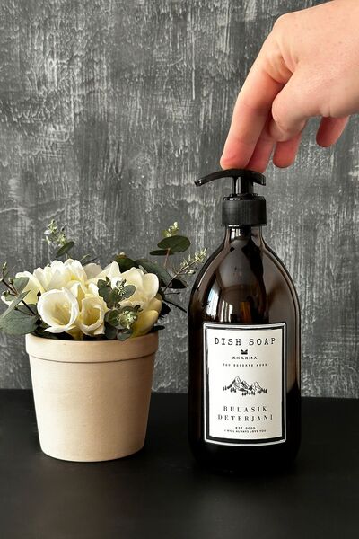 KHAKMA Cam Amber Cam Bulaşık Deterjanı Şişesi Sabunluk 500ml Sarı