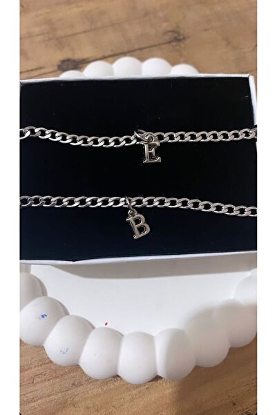 ARTSAN Kararmaz Çelik 2li Harfli Bileklik Sevgili/Çift/Arkadaş Bilekliği Unisex Harf Detay Bileklik (2Adet)