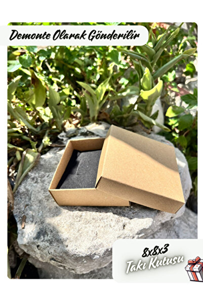 Fatih Kutu 8x8x3 - Kraft Renk Süngerli Takı Kutusu [demonte 25 Adet]