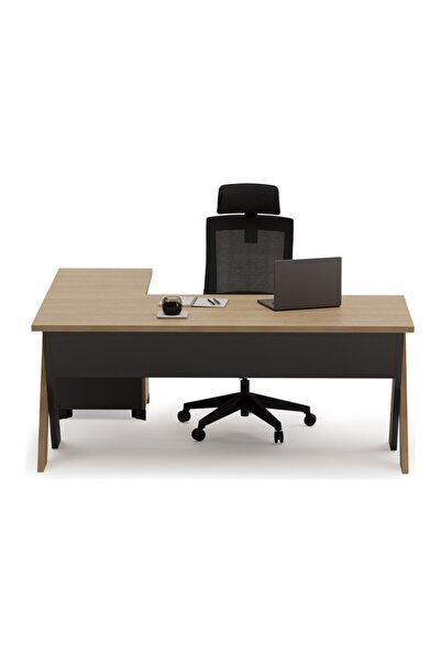 Çağın Ofis Mobilyaları Omix 160 cm Yüksek Kesonlu Çalışma Ofis Masa (Budva/antrasit)