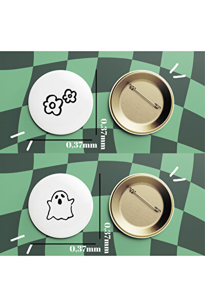 sweet ghost and flower badge set of 2