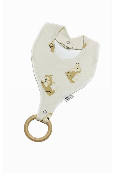Lumos Trade Pacifier Holder Bib - Cute Dog 100% Cotton Fabric Pacifier Strap