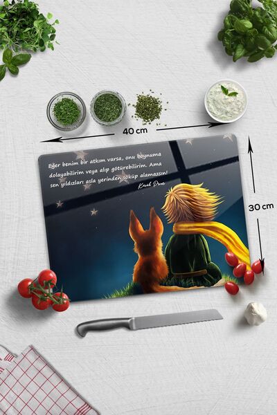Decorita Glass Cutting Board - Glass Cutting Board |   The Little Prince - Stars |   30cm X 40cm