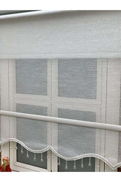 YAZAR HOME Yeni Sezon 1. Kalite Boncuklu Simli Düz Desen Çift Mekanizmalı Zebra Stor Perde