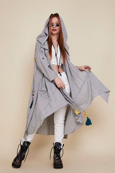 Park Moda Witch Hooded Pocketed Boho Seasonal Poncho & Cap