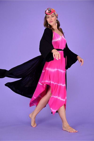 Park Moda 552 Model Kimono cu paiete și pompon brodat cu model de pește