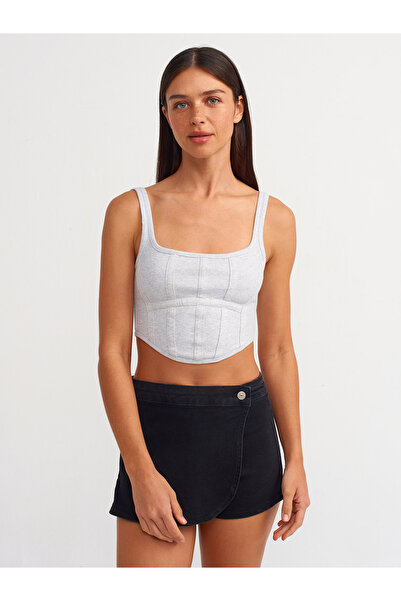 Dilvin 30963 Model Top-Grey Melange Corset