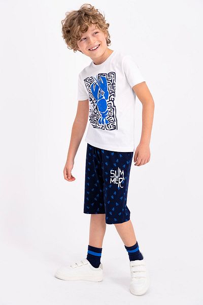 ROLY POLY White Young Boys Capri Set - Rolypoly Crab