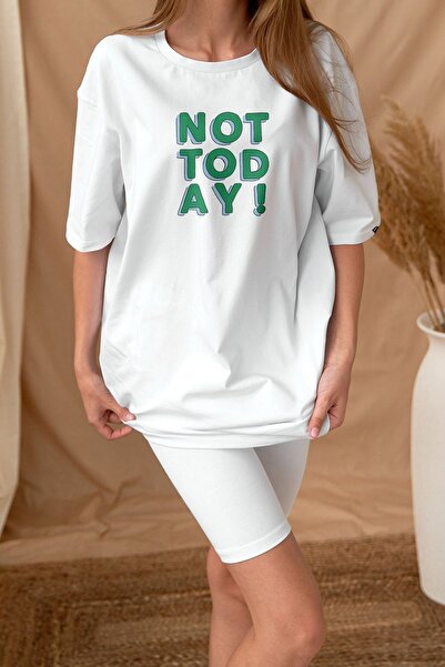 Pasage Λευκό μπλουζάκι Sc Plus Oversize Not Today με στάμπα