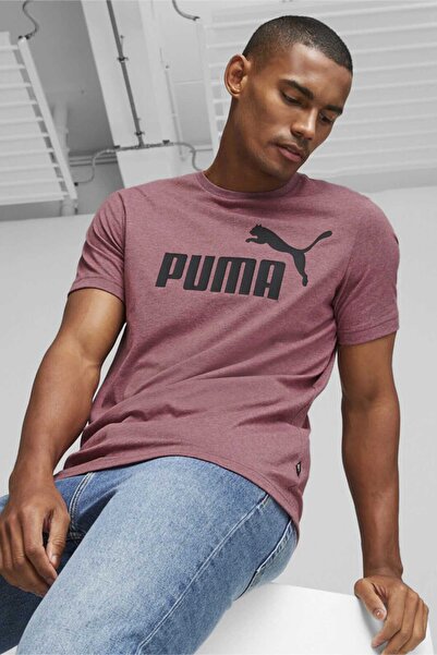 Puma ESS Heather Tee Dark Jasp Açık Mor Erkek Kısa Kol T-Shirt