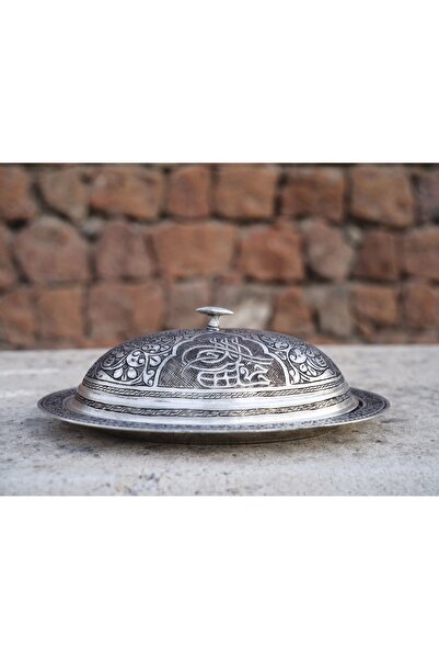 Bakır Concept Bakır Sunumluk Oyma Nakışlı 40cm Mat Kalay Renk