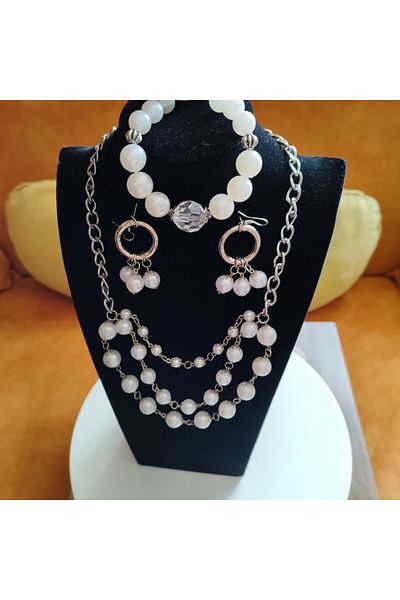 drt tasarım Pearl Necklace earrings bracelet set
