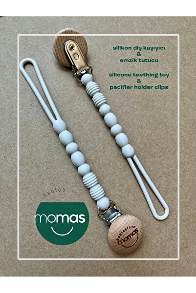 MOMAS Silikon Diş Kaşıyıcı & Emzik Askısı Beyaz Renk