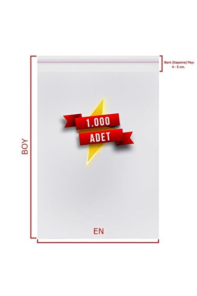 CarpCorn 15x30+5 cm. (15*35) 1.000 Adet - Şeffaf Bantlı Yapışkanlı OPP Jelatin Poşet