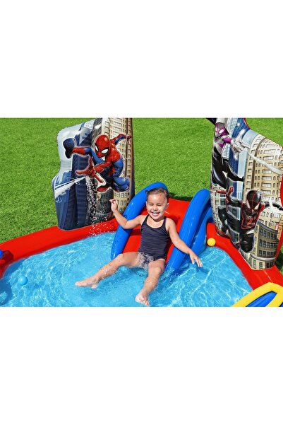 BESTWAY Spider-man Fıskiyeli Kaydıraklı Havuz ( Pompa )