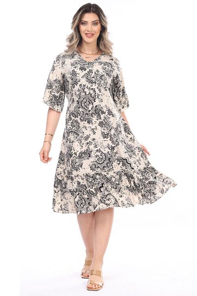 Eceyaman moda Black and White Oversize Women's Dress