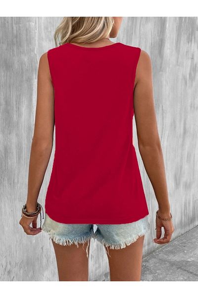 Viyamo Asymmetrical Cut Tied Viscose Women's Blouse