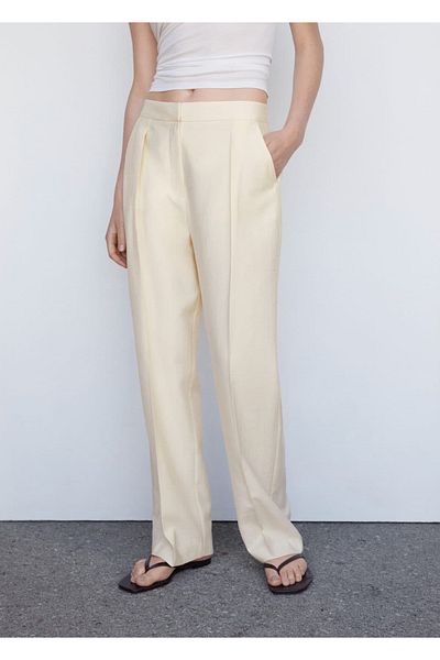 MANGO Woman Pleated straight cut pants