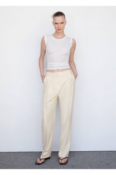 MANGO Woman Pleated straight cut pants