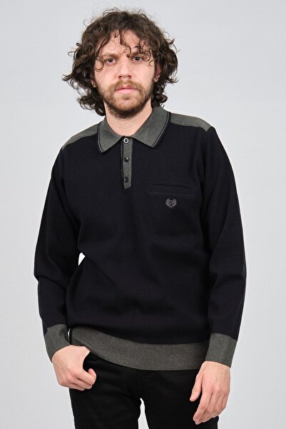 Pelikan Men's Polo Neck Sweater 1579413 Navy Blue