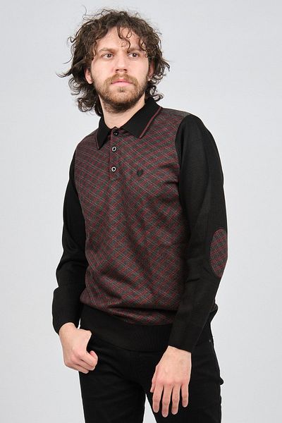 Pelikan Men's Patterned Elbow Detailed Polo Neck Sweater 1577423 Red