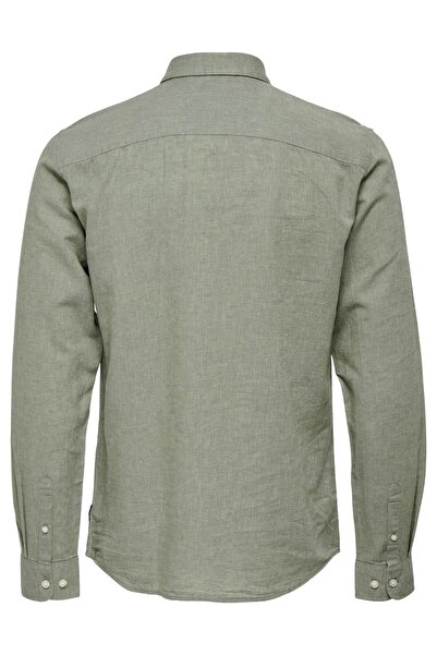 Only & Sons Ανδρικό λινό πουκάμισο Slim Fit Πράσινο 22012321