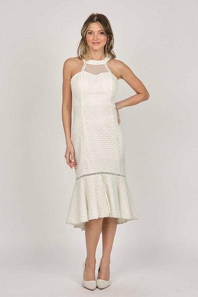 JUZENNA Women's Midi Length Evening Dress 4451922 Ecru